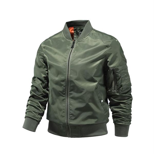 

autumn&spring 2021 new men's jackets solid color pilot jacket for man windproof men polyester bomber o-neck brand male clothi210j, Black;brown