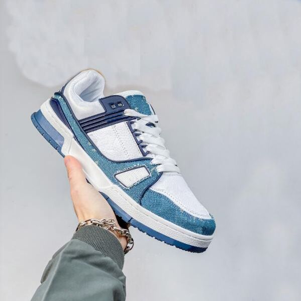 

men trainer casual sneakers abloh monograms calfskin leather overlays platform low outdoor sneakers