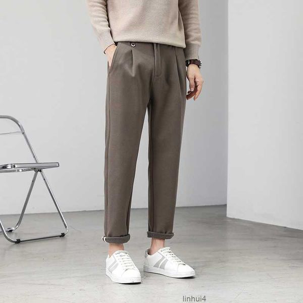 

xingkong nylon draped trousers men's autumn and winter thickened straight business wool casual pants menuhk5, Black