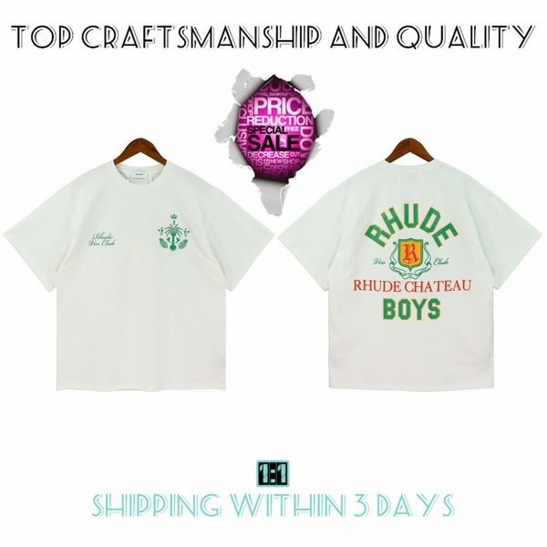 

craftsmanship rhude mens t shirts summer fashion designer tshirts street casual short sleeve beach style tees cotton printing shirt fs01 mb1, White;black