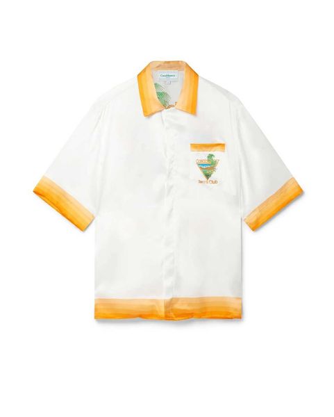 

23ss new casablanca designer shirt men and women original product white orange cactus tennis court men's and women's hawaiian shor, White;black