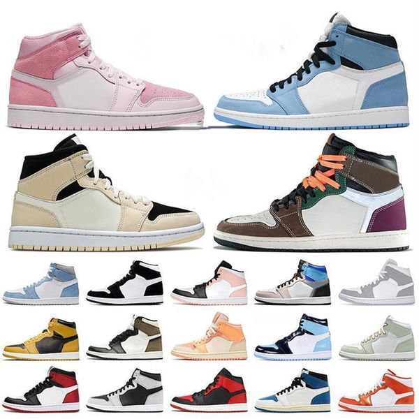 

2021 jumpman 1 shoes retro mens womens high prototype dark mocha jordon mid dutch green white shadow sneakers trainers296t, Black