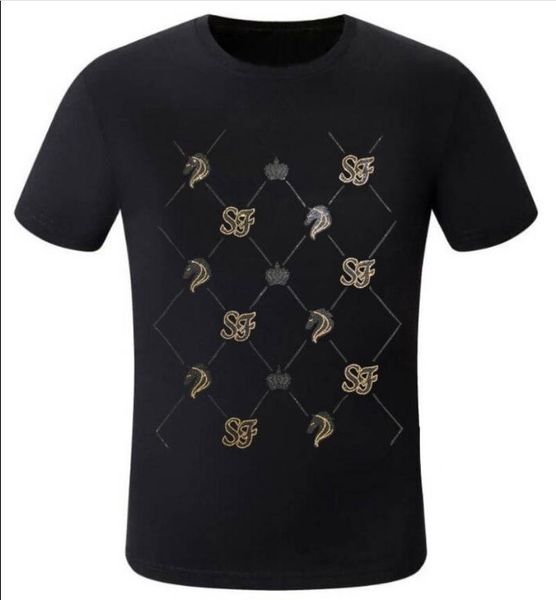 

men's t-shirts men streetwear men casual fashion men tees designer rhinestone, White;black