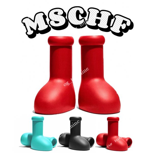 

mschf boots men women rain big red boot thick bottom non-slip booties rubber platform bootie fashion astro boy szie 35-48, Black