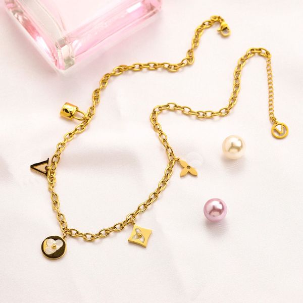 

2023 pendant necklaces 18k gold plated stainless steel necklaces choker flower letter pendant statement fashion womens necklace wedding jewe, Silver