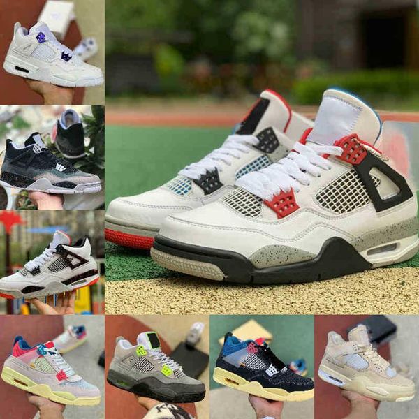 

2021 high 4 4s basketball shoes men's and women's new cream sail white cement breeding ground purple union pale grapefru261n