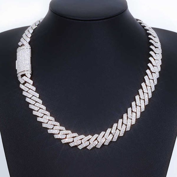 

necklaces designer pendant jewelry rts pass diamond tester 15mm 2rows cuban chain s925 silver ice out moissanite gold plated mens necklace