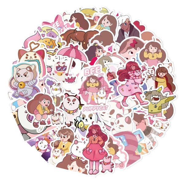 

50pcs graffiti stickers bee animation for car skateboard lapipad bicycle motorcycle helmet ps4 phone kids toys diy decals pvc water bottle d