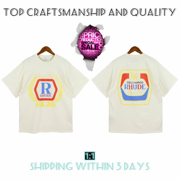 

craftsmanship rhude mens t shirts summer fashion designer tshirts street casual short sleeve beach style tees cotton printing shirt fs01 mb1, White;black