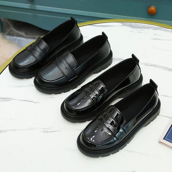 

dress shoes japanese student shoes girly girl lolita uniform shoes women loafer low heels casual shoes 33-46 230225, Black