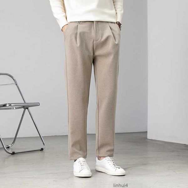 

xingkong nylon draped trousers men's autumn and winter thickened straight business wool casual pants menoftx, Black
