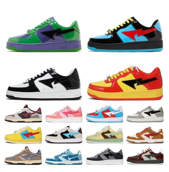 

low women mens running shoes designer stas sk8 sta shoe og black patent leather brown beige abc camo pink camouflage grey platform sneakers
