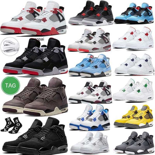 

military black cat red thunder sail basketball shoes 4 4s university blue white oreo midnight navy mid men women sports shoes sneakers eur j