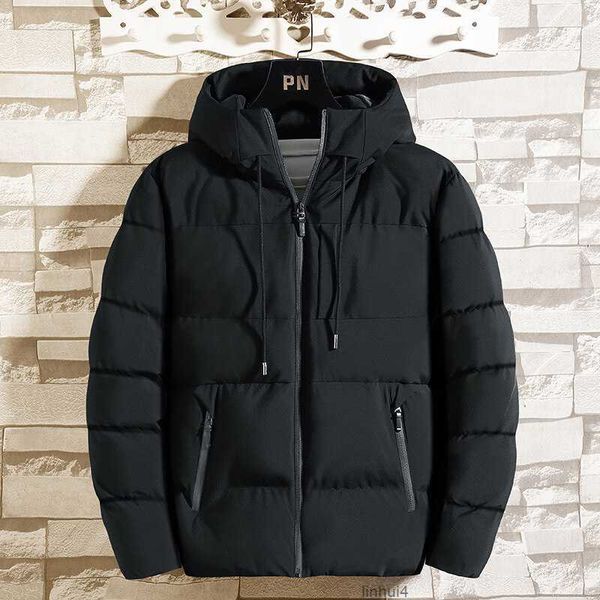 

men's cotton coat new winter thickened jacket fashion brand autumn and hooded bread down can be printed 2t3l, Black;brown