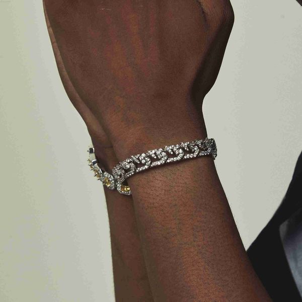 

ale jewelry wholesale hip hop 10mm moissanite silver cuban link chain bracelet