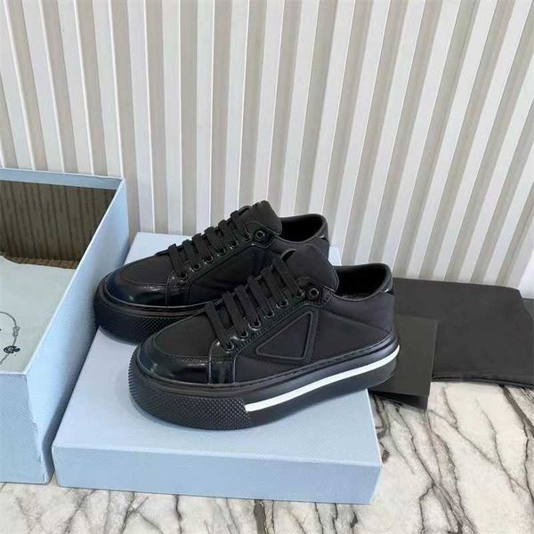 

shoes 2023 new p family small white triangle sports muffin thick soled increased lovers fashion casual shoes, Black