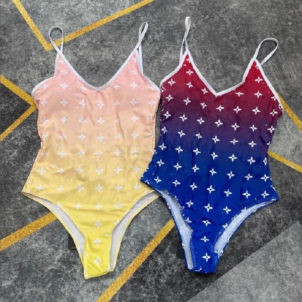 

designer bikini swimsuit luxury gradient conjoined women swimwear bikinis set textile letter printed ladies bodysuit swimsuit beach party wo, White;black