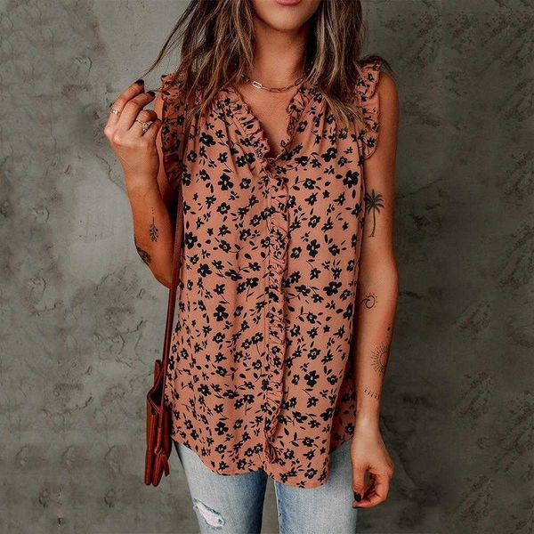 

lapel neck summer leopard shirts print sleeveless womens t shirt, White