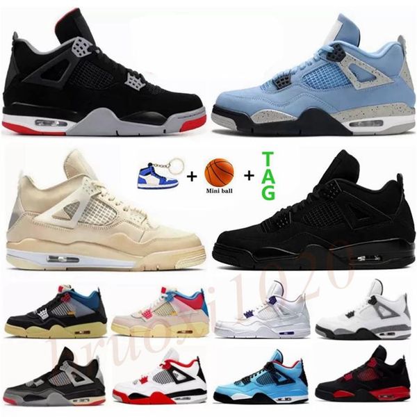 

university blue 4 4s mens basketball shoes jumpman neon black cat fire red pine green starfish mushroom white cement sports sneake268p