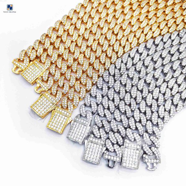 

designer jewelry custom hip hop cuban link chains brass 5a cz 18k gold plated cuban necklace bracelets, Silver