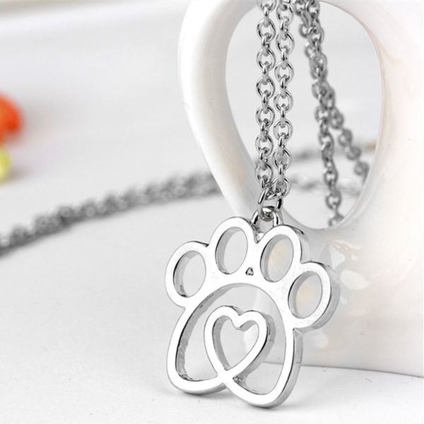 

cute love heart dog paw designer necklace woman mans silver gold plated pendant south american necklaces pendants chain fashion jewelry chok