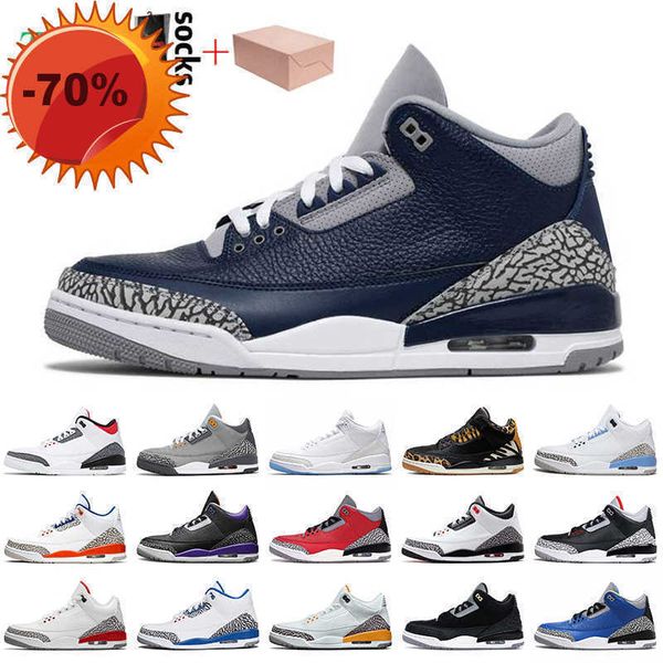 

boots new new with box georgetown 2021 jumpman 3 3s mens basketball shoes retro unc laser orange cool grey court purple katrina jth trainers, Black