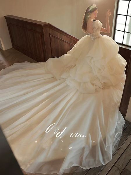 

vintage lace applique ball gown wedding dress elegant long sleeves princess plus size saudi arabic dubai bridal gown huge ballgown wedding d, White