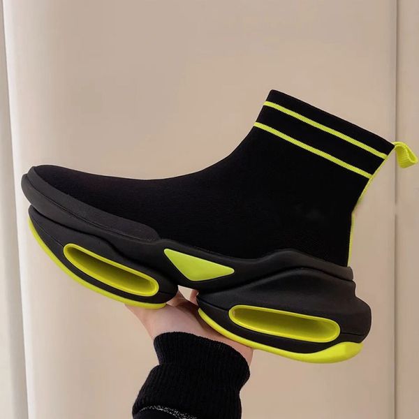 

luxury designer women casual shoes high snakers platform non-slip soles woman socks shoes, Black