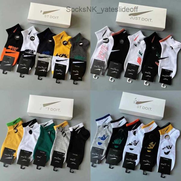 

men's socks fashion luxury women's hook classic gift box short barrel stockings brand designers women men couples cotton tie-dyed, Black
