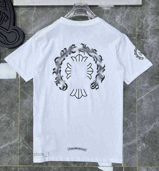 

fashion mens classic t shirts brand t-shirts ch white short sweater casual embossed letter horseshoe sanskrit cross pattern designers oux1, White;black