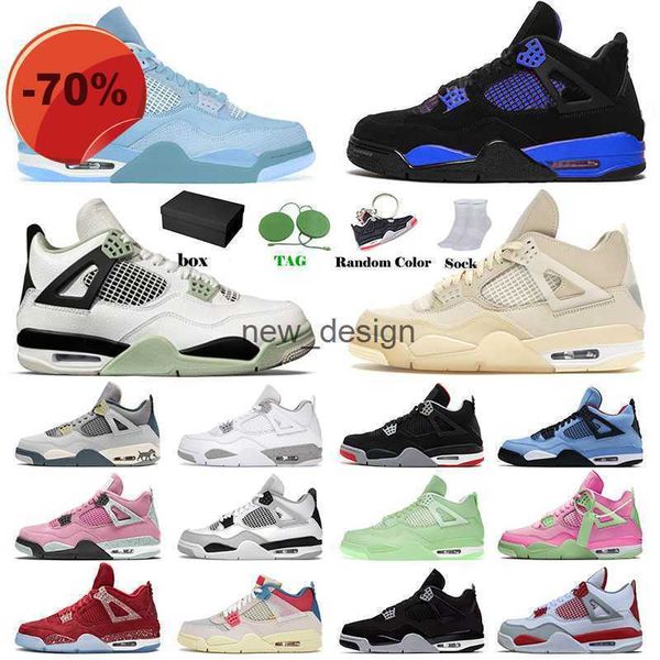

sandals basketball shoes with jumpman j4 4s mens womens basketball shoes 4 iv retro designer cactus jack blue thunder sb bred peach craft pi, Black