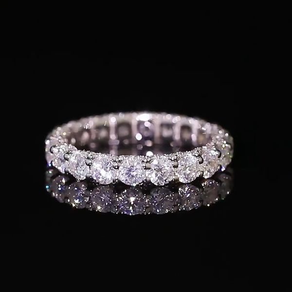 

eternity d color moissanite diamond ring 100% real 925 sterling silver engagement wedding band rings for women bridal jewelry, Slivery;golden