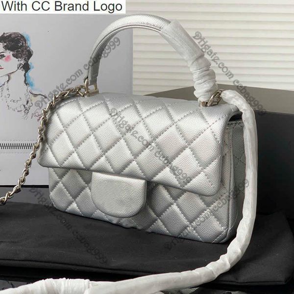 

cc brand totes 20x12cm small caviar flap handle tote bags grained shiny calfskin leather designer handbags wallet key pouch luxury coin purs