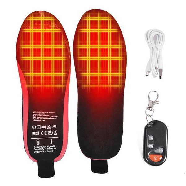 

shoe parts accessories 4.2v 2100mah rechargeable electric heated insole remote control safe wireless foot warmer can be cut winter camping h, White;pink