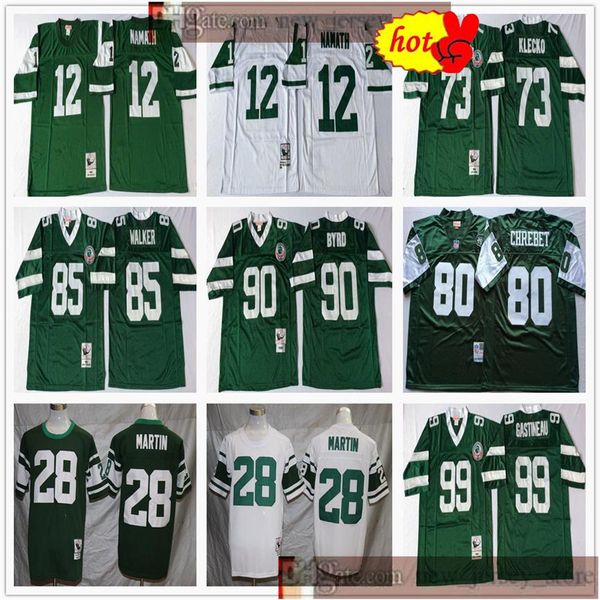 

ncaa football retro vintage 12 joe namath stitched 28 curtis martin joe klecko wesley walker dennis byrd mark gastineau chrebet je225e, Black;red