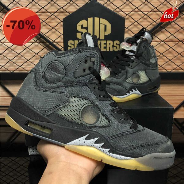 

slippers new amg white sail wings jumpman 5 5s 3 fire red oregon men basketball shoes michigan oil grey running sneakers men sport trainers, Black