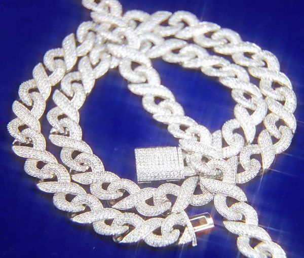 

ale selling hip hop 12mm wide 925 silver necklace d/vvs moissanite necklace iced out cuban link chain