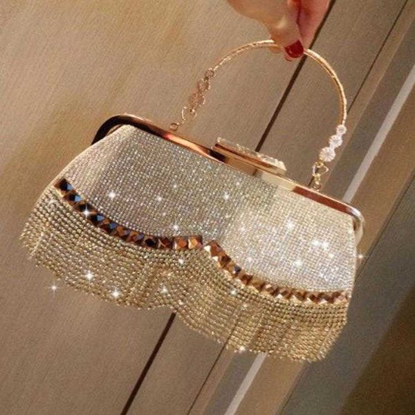

purse evening clutches bags new diamond fringed bag high-grade dress bag handbag cross body banquet bag purses ladies handbags