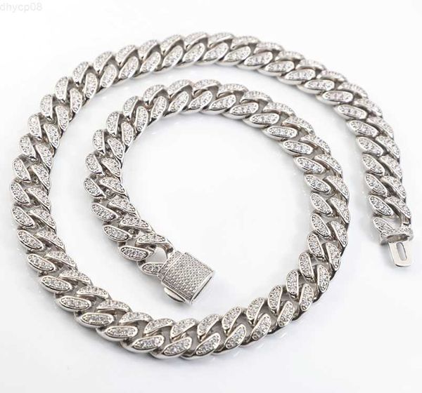 

ale 925 silver 12mm wide hip hop cuban chain moissanite diamond single row hiphop cuban link chain