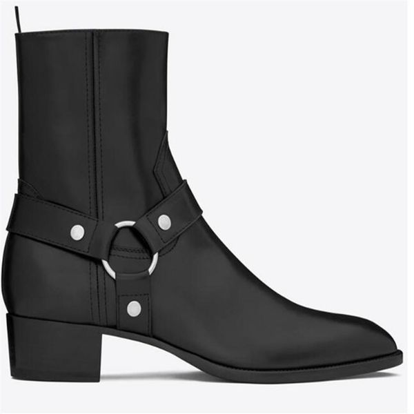 

street style shoes man slp wyatt harness boots calf leather suede leather brown boots western cowboy boots 99u, Black