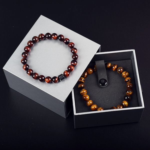 

fashion labradorite cylinder hematite beaded bracelet homme stainless steel handmade jewelry for women men original gift pulsera, Black