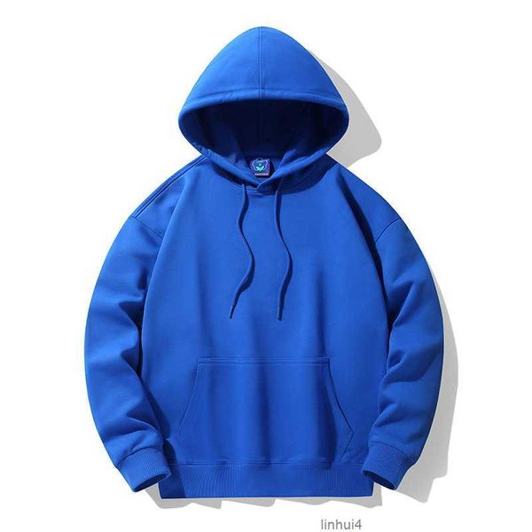 

2023 spring new hooded sweater men's loose hoodie solid color sports casual coat fall shoulder styleis78, Black