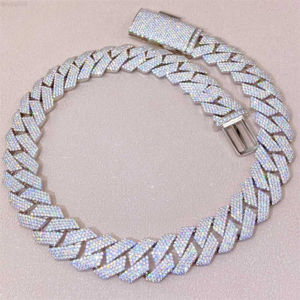 

jewelry designer jewelry custom real moissanite diamond vvs cuban necklace iced cuban link chains necklace cuban men, Silver