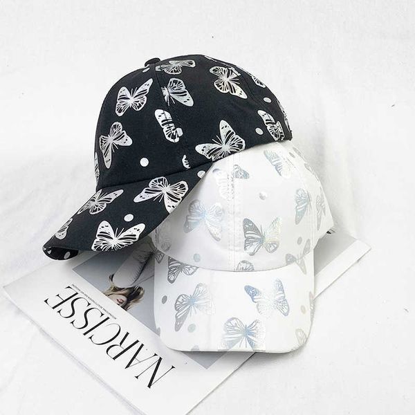 

ball caps fashion butterfly baseball cap colorful reflective hip hop snapback cap for women men outdoor visor sun hat gorras para mujerj2302, Blue;gray