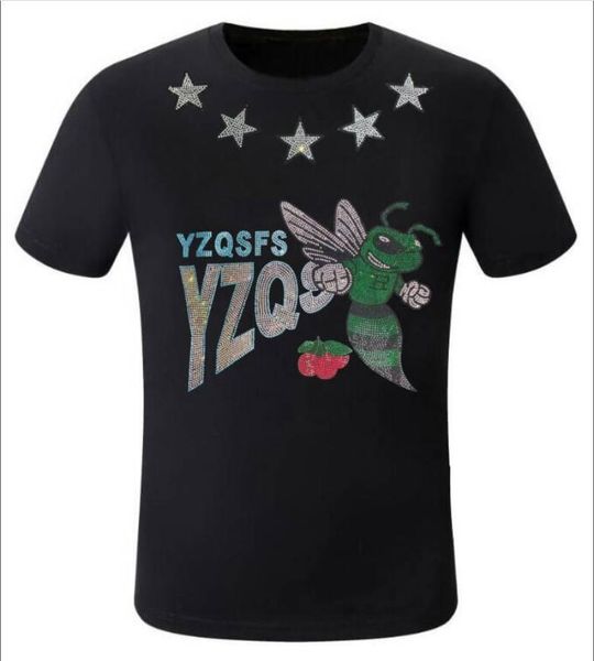 

summer new male casual men tees men's fashion brand men's rhinestone men's t-shirts 2023, White;black