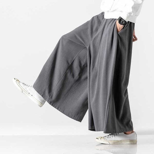

men's pants autumn mens causal baggy pants fashion solid color jogging pants men cotton loose traditional wide leg pants woman dropship, Black
