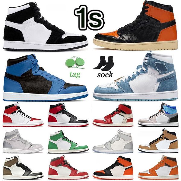

luxury jumpman 1 basketball shoes 1s men women sneakers outdoor trainers high university blue black shattered backboard 3 high og dark marin