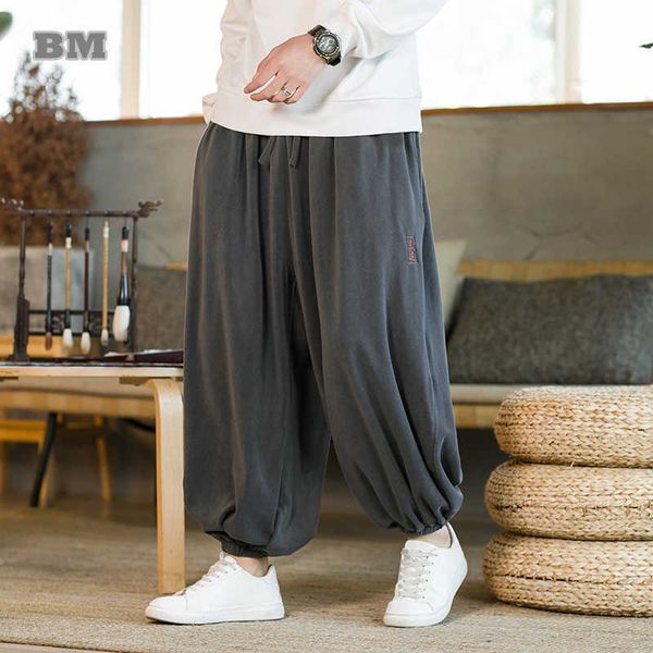 

men's pants chinese style fashion casual plus size harem pants spring autumn oversized jogging trousers men clothing harajuku bloomers, Black