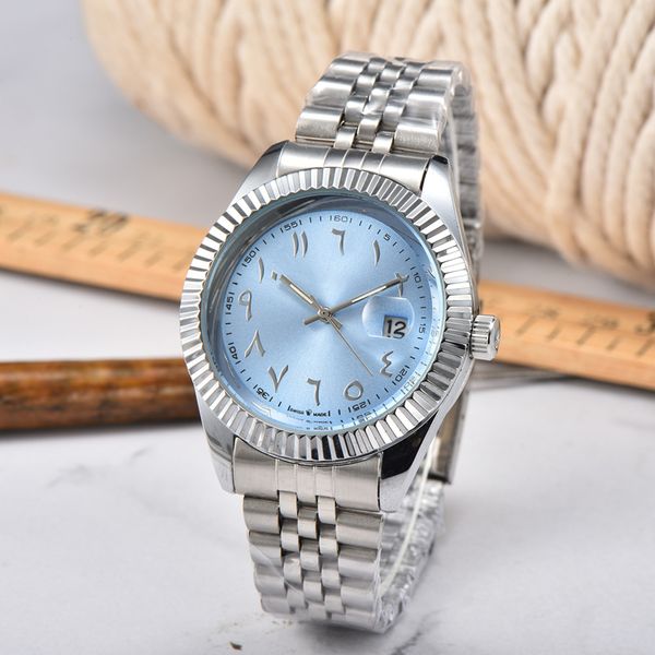 

luxury mens sports watches blue dial designer brand quartz watch fashion stainless steel wristwatches male gift mens watches orologio di lus, Slivery;brown