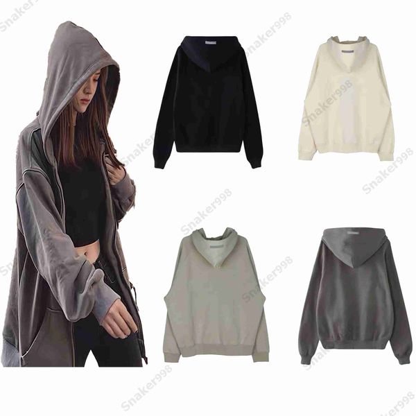 

2023 men fashion warm hoodies jacket mans women hooded hip hop couples essential hoodie loose streetwear jackets mens pullover luxurys desig, Black;brown